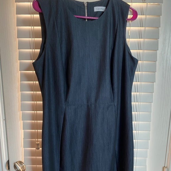 CALVIN KLEIN BLUE/BLACK DENIM LOOK STYLE SHEATH DRESS SIZE 12 (SZ TAG MISSING) - Picture 1 of 7